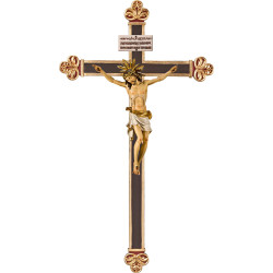 Cristo Pisa en cruz barroca con Titulus Crucis en hebreo - latín - griego